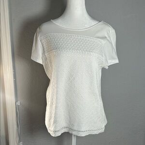 Croft & Barrow women  White Textured Short Sleeve Top Size PM